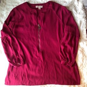 MICHAEL Michael Kors Deep Berry Zip-Front Tunic
